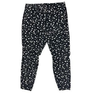 Lane Bryant Pants Size 16 Black Floral Mid Rise Ankle Chino Stretch Spring